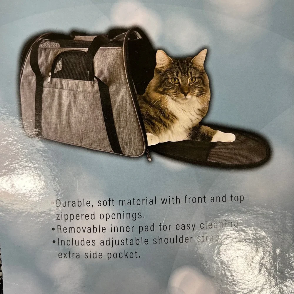 Kit'n Caboodle ToyTime Pet Carrier Gray Soft Sided Travel Bag 19x10x13 NEW
